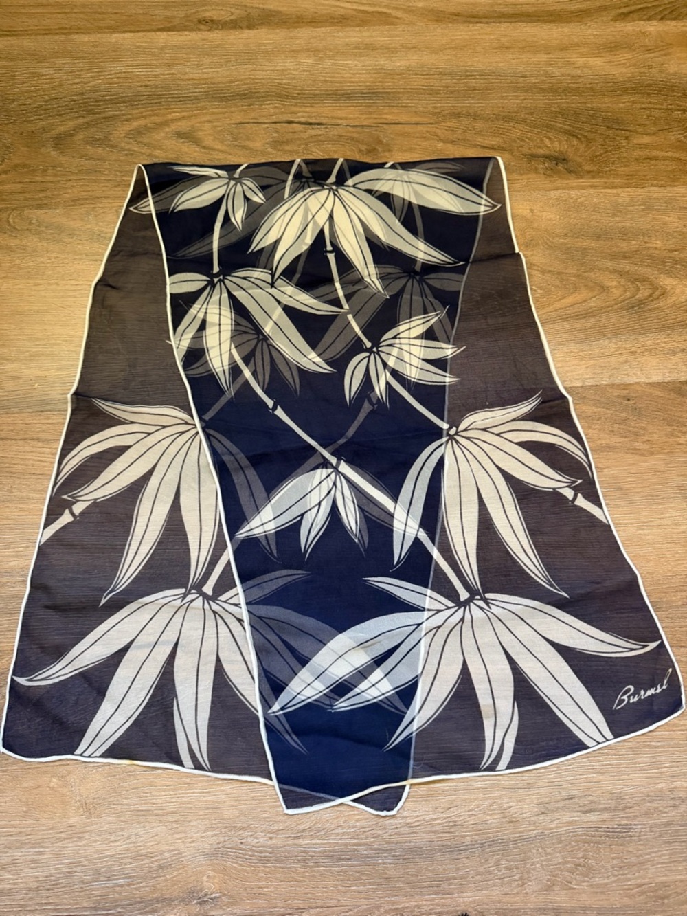 Burmel Bamboo Print Scarf, Navy & White